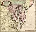 Mappa ġdida ta' Virginia, Maryland, u l-partijiet imtejba ta’ Pennsylvania u New Jersey, mappa tal-1685 tar-reġjun ta' Chesapeake minn Christopher Browne