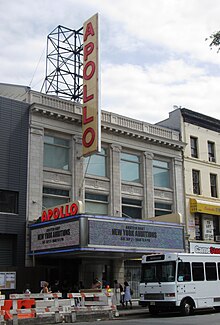 The 125th Street facade of the Apollo Theater as seen from the west