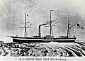 Image 42SS California (1848), the first paddle steamer to steam between Panama City and San Francisco, as part of the Pacific Mail Steamship Company. (from History of California)