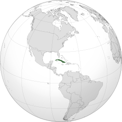 Cuba, shown in dark green