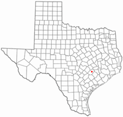 Location of La Grange, Texas. It can be found at the intersection of State Highway 71 and U.S. 77, about an hour's drive east of Austin.