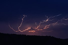 Multiple paths of cloud-to-cloud lightning, Swifts Creek, Australia.