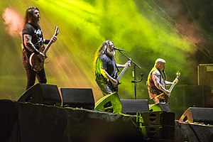 Slayer at Hellfest 2017. From left to right: Gary Holt, Tom Araya and Kerry King.