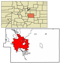 Location of the City of Colorado Springs in El Paso County, Colorado