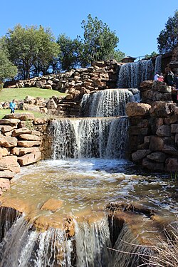 Man-made waterfall attraction in Lucy Park