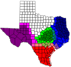South Texas counties in red