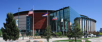 Ball Arena, home to the Denver Nuggets of the National Basketball Association (NBA), the Colorado Avalanche of the National Hockey League (NHL), and the Colorado Mammoth of the National Lacrosse League (NLL)