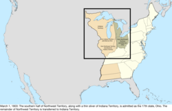 Map of the change to the United States in central North America on March 1, 1803