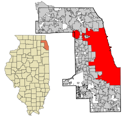 シカゴ市の位置（イリノイ州）の位置図