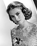 Black-and-white photo publicity of Grace Kelly from MGM and before her 1956 marriage.