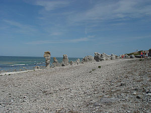 Beach with rock formations