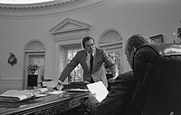 White House Chief of Staff Donald Rumsfeld with President Gerald Ford at the Oval Office, White House
