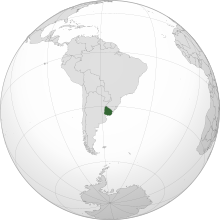 Location of Uruguay (dark green) in South America