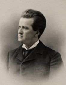 Photographic portrait of La Follette, as in the "History of Bench and Bar of Wisconsin" (1898)