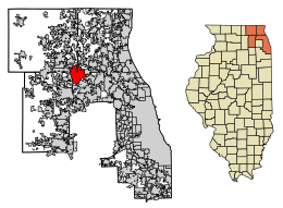Location of Barrington Hills in Cook County, Illinois.