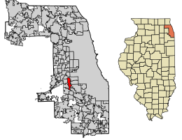 Location of Bridgeview in Cook County, Illinois.