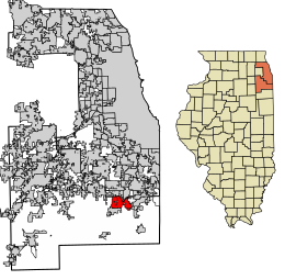 Location of University Park in Will County and Cook County, Illinois.