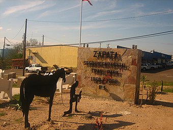 The praying cowboy at Zapata Sesquicentennial Travel Park on U.S. Highway 83 was a flashy and jazzy, and remarkably humble, addition to the town's decor until someone decapitated the poor horse.