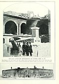 [Top] A photographic view of the Hot shot Furnace at right shoulder angle and a 10-in. columbard cannon pointing to Charleston;[67][Bottom] Exterior view of Gorge and Sally Port Ft Sumter April 1861 after its surrender
