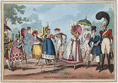 Monstrosities of 1818, extravagant clothing styles of men's and women's fashions