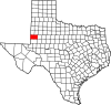 State map highlighting Gaines County