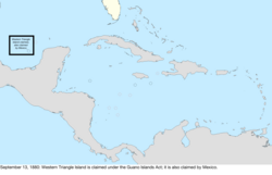 Map of the change to the United States in the Caribbean Sea on September 13, 1880