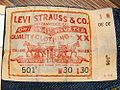 Tag from a pair of Levi 501 button-fly jeans