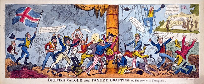 1813 caricature showing the Americans as cowardly in face of the British