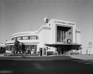 The Marine Air Terminal at La Guardia Airport (1937) was New York City's terminal for the flights of Pan Am Clipper flying boats to Europe.