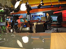 A behind-the-scenes look on a news set