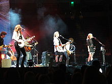 Country band the Chicks performing onstage