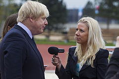 A reporter interviewing Boris Johnson when he was Mayor of London, 2014