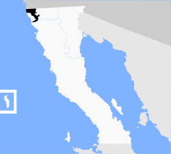 Location of Tijuana in Baja California
