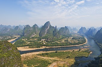 The Li River connects Guilin and Yangshuo County