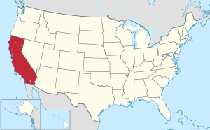 Peta Amerika Serikat dengan California ditandai