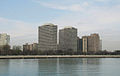 Lakefront condominiums in Kenwood as seen from Promontory Point.