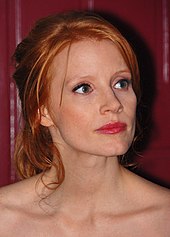 A shot of Jessica Chastain as she looks away from the camera