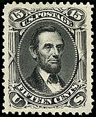 The Lincoln memorial postage stamp of 1866 was issued by the U.S. Post Office exactly one year after Lincoln's death.