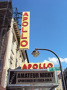 A message on the marquee advertising Amateur Night at the Apollo