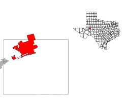 ミッドランド郡内の位置の位置図