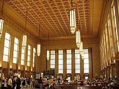 The Art Deco-style grand concourse at 30th Street Station, one of the nation's busiest passenger train stations, built between 1927 and 1933