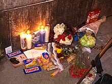 A fan tribute set up for Harold Ramis following his death in 2014 outside Hook and Ladder 8