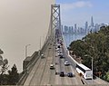 The Bay Bridge in San Francisco, California. The photo on the left was taken November 16, 2018 and the one on the right October 14, 2018.