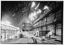 A photograph of the Wheeling-Pittsburgh steel mill