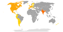 Map of global availability of Amazon Music