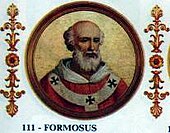 Папа Формоз. Изображение на мозаике внутри Базилики Святого Павла за городскими стенами, около 1850 года