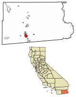 Location of El Centro in Imperial County, California