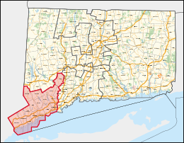 Map of Connecticut's 4th congressional district