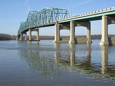 The Lacon Bridge across the Illinois River, technically a continuous truss bridge