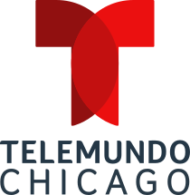 The Telemundo network logo, a T with two circular overlapping components. Beneath are the words Telemundo and Chicago in blue in a curved-type font.